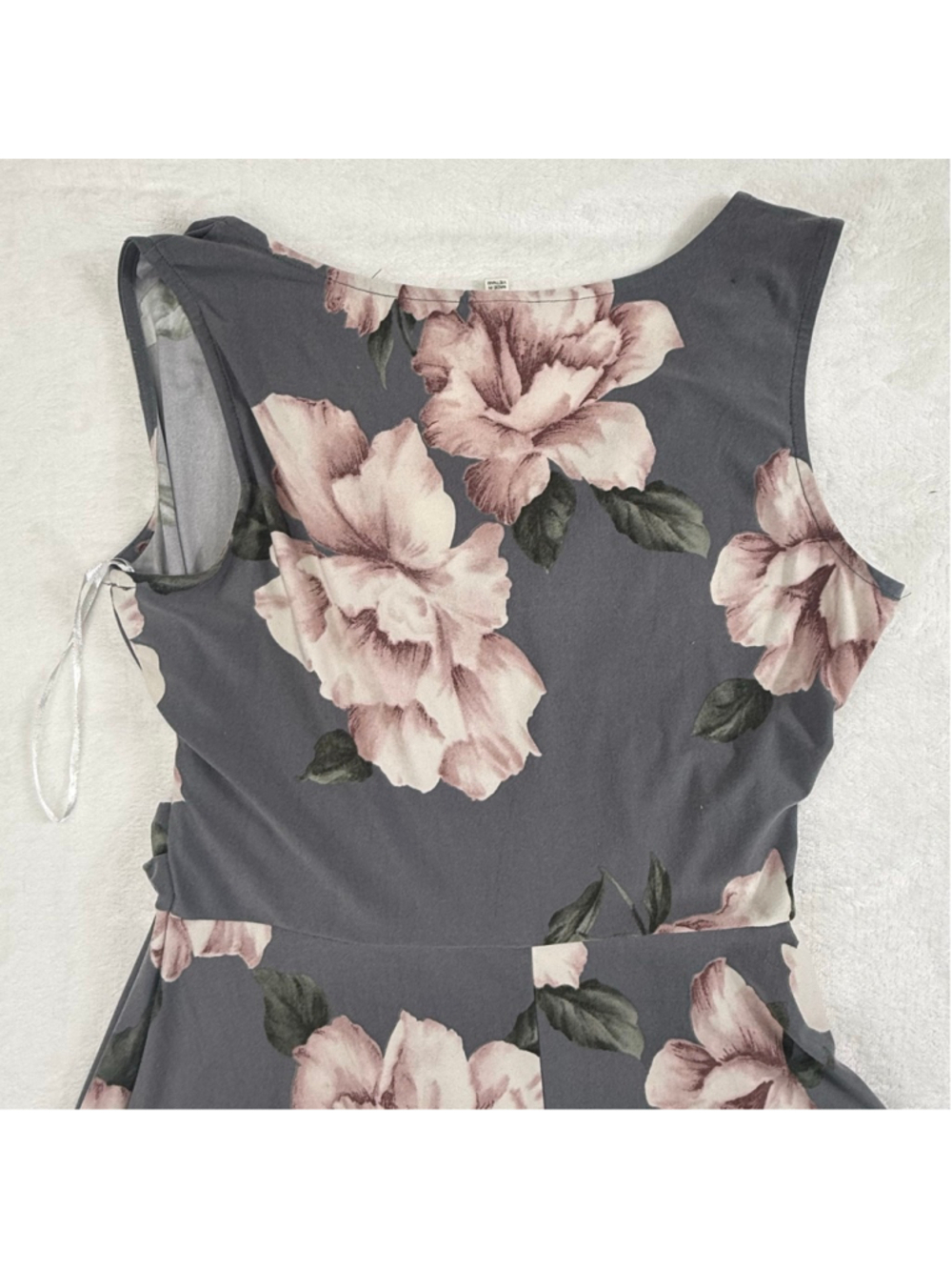 Women's Kaileigh Gray Pink Floral Sleeveless Wrap Dress Medium - Picture 8 of 13